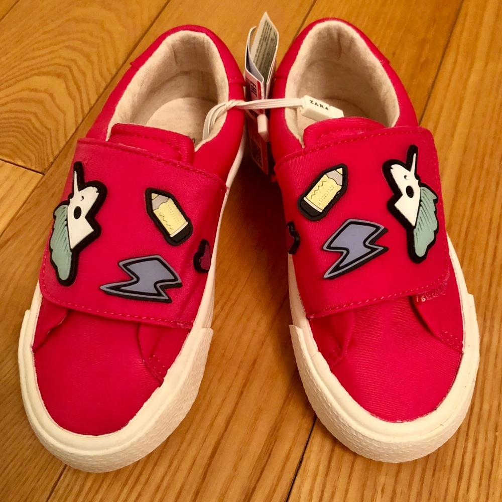 Zara Toddler Girl Pink Sneakers With Appliqués.
